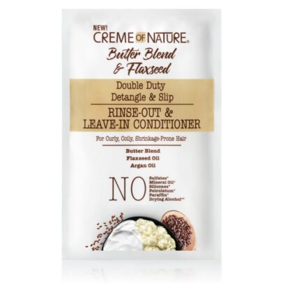 CREME OF NATURE BUTTER BLEND & FLAXSEED Double Duty Detangle & Slip Rinse-Out & Leave-In Conditioner