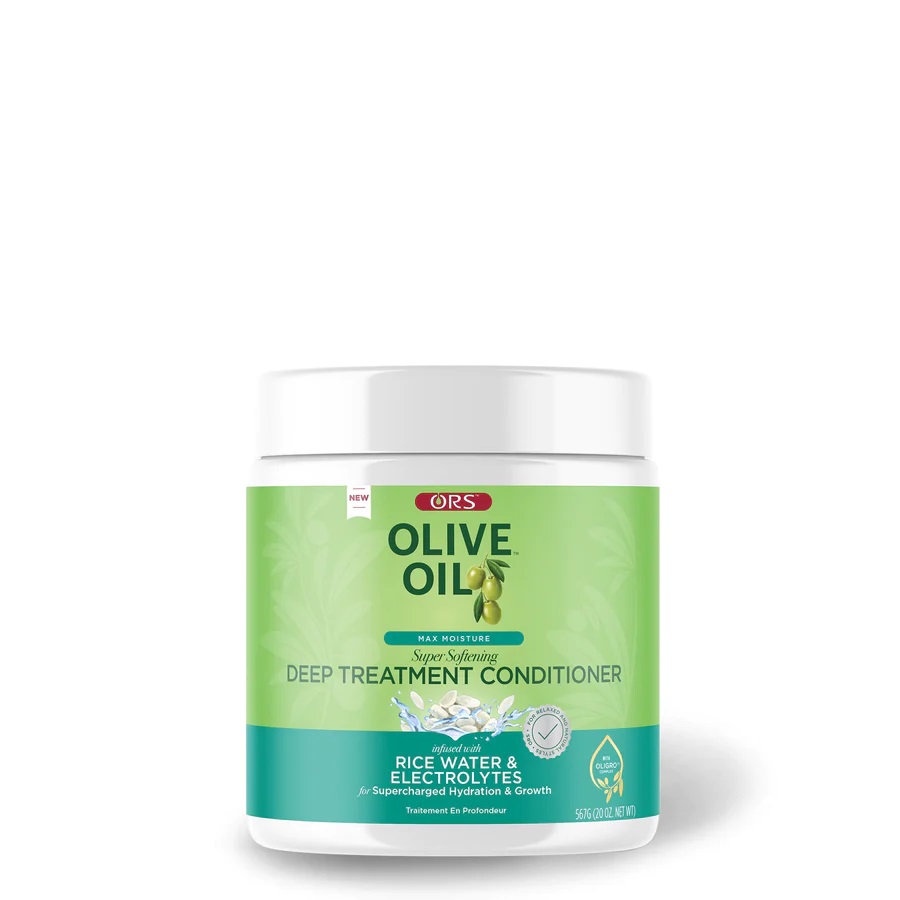ORS OLIVE OIL MAX MOISTURE SUPER SOFTENING DEEP TREATMENT CONDITIONER INFUSED WITH RICE WATER & ELECTROLYTES